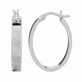 Sterling Silver Oval Square Edge Hoop Earring